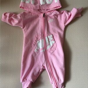 Nike Pink Cozy Footie One Piece with Zipper
